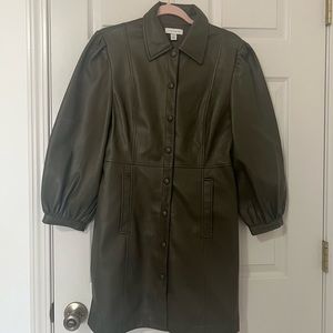 Long Sleeve Faux Leather Shirtdress
